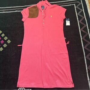 Pink Ralph Lauren dress with belt loop and brown detailing